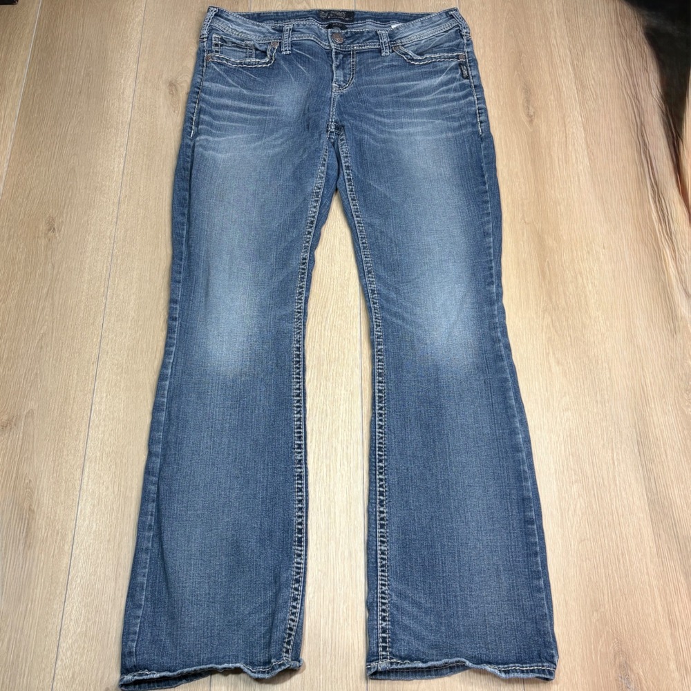 Silver Jeans Co Aiko Mid Boot Blue Denim Jeans W33 L33 L83717SAI240 Medium‎ Wash - Picture 2 of 11